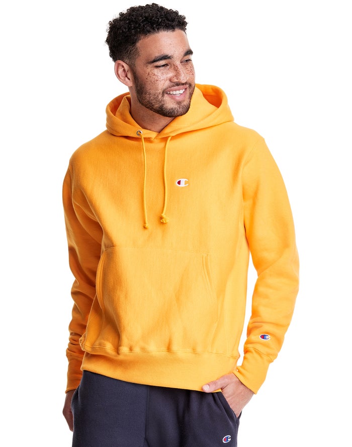 Champion Reverse Weave C Logo Hoodie Heren - Geel - Belgie 6028TPRGX